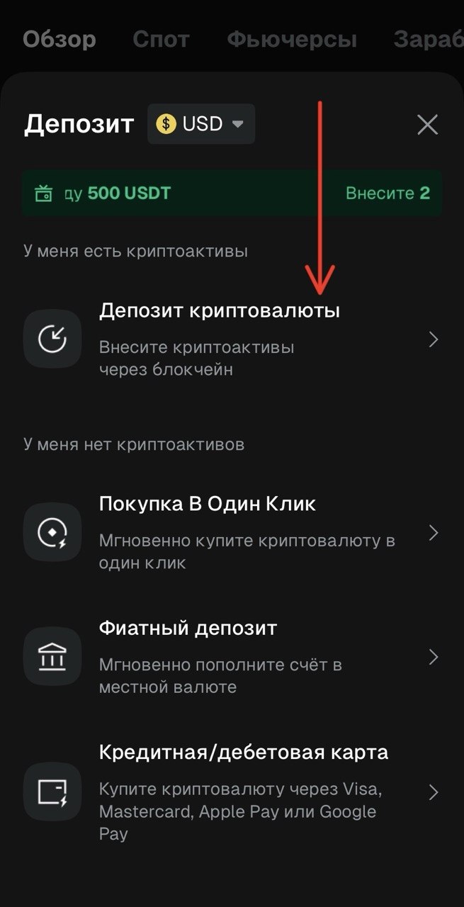 2.3 — «Депозит криптовалюты»